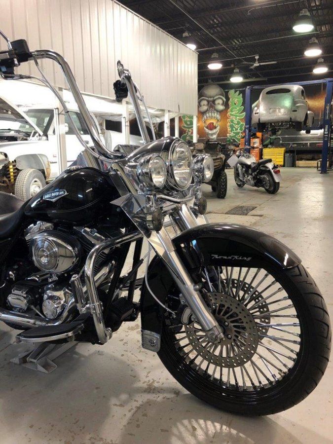 front side view of customized black chopper