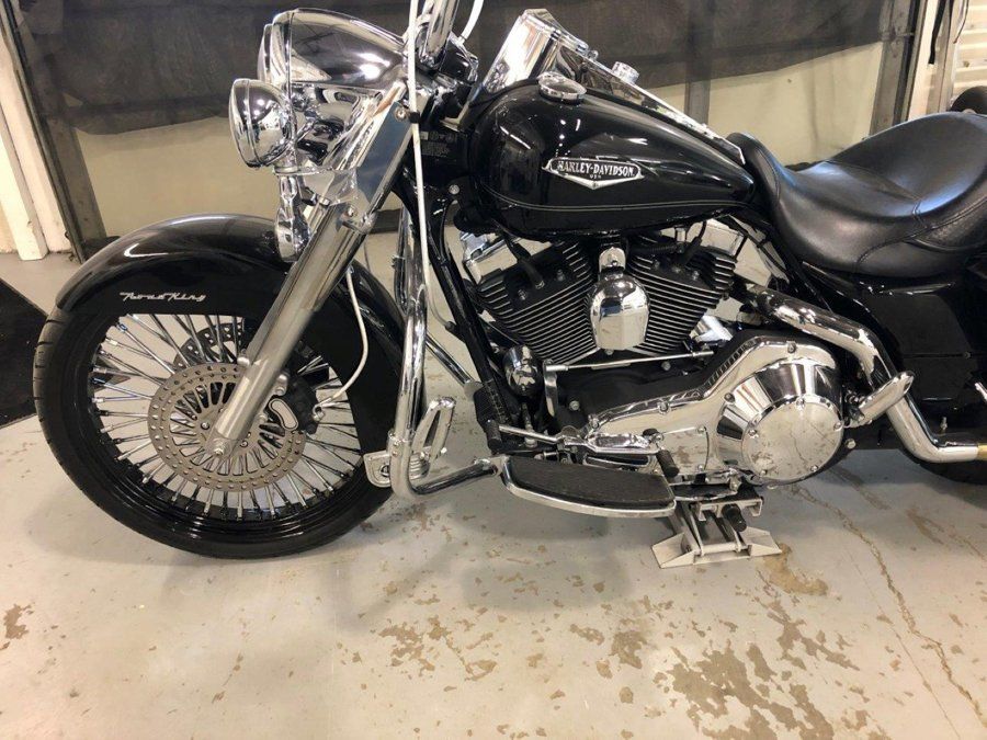 side view of customized black chopper