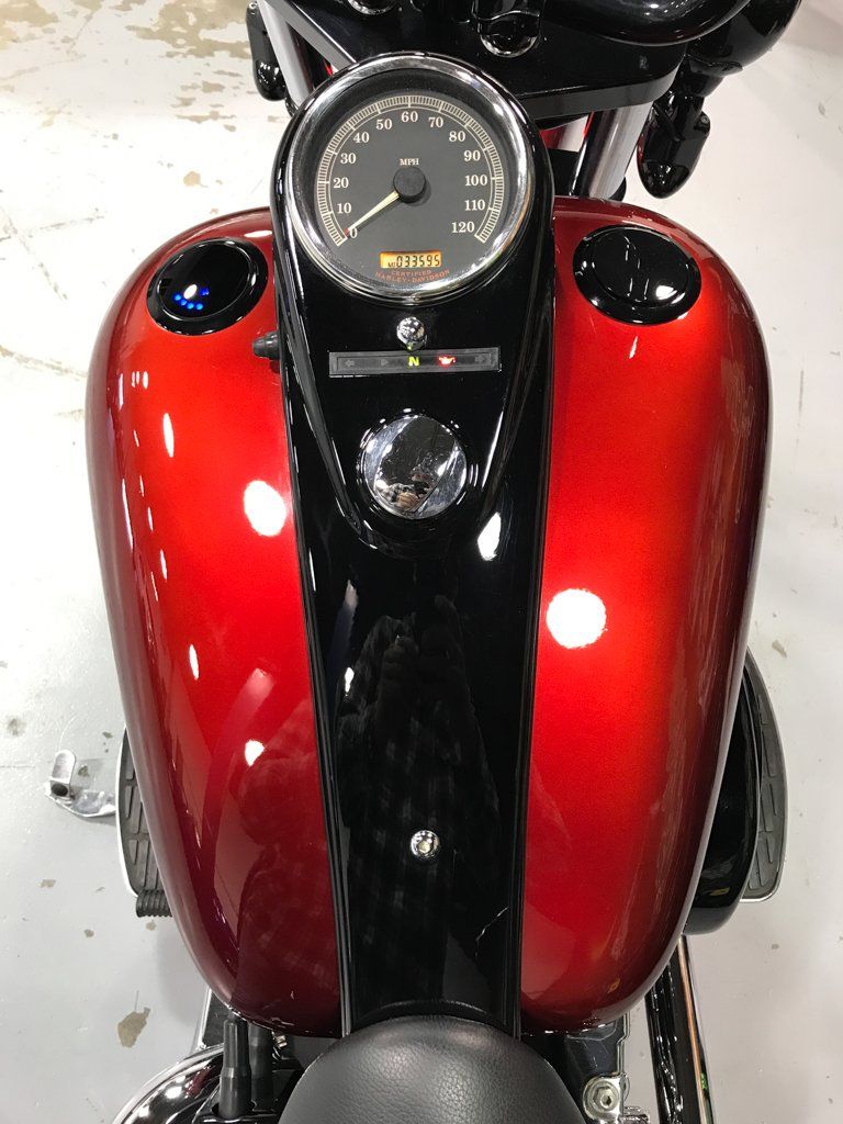 customized red and black chopper front view