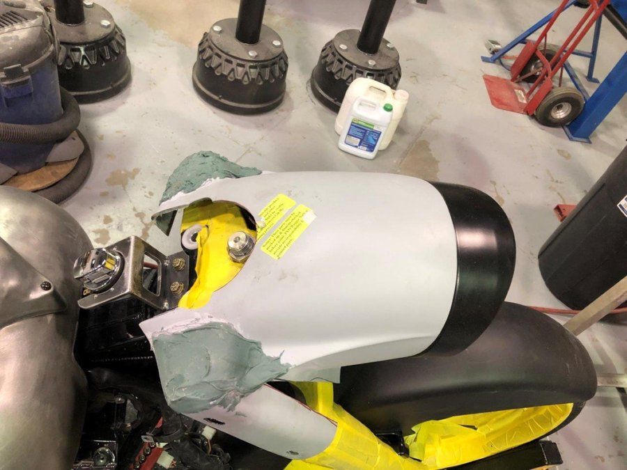 black chopper with new headlight cover