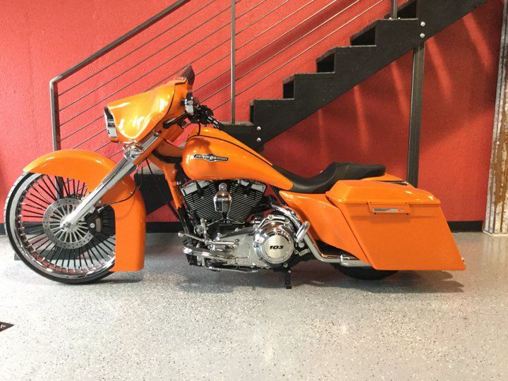 custom orange motorcycle chopper