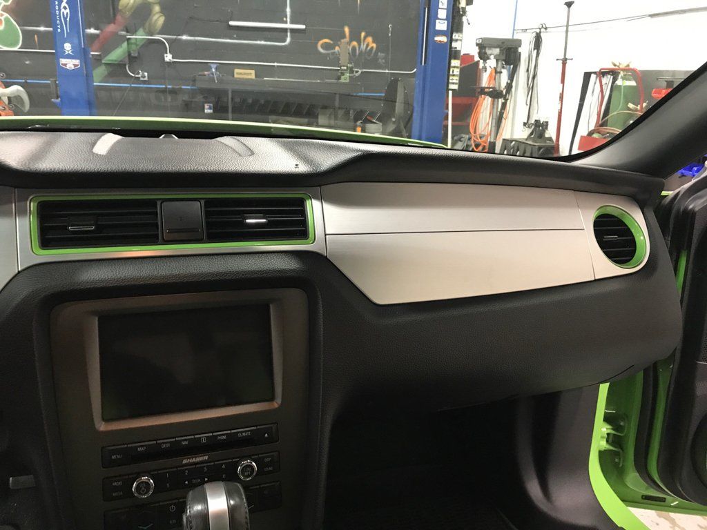 customized LED display with air conditioning vents with green trim