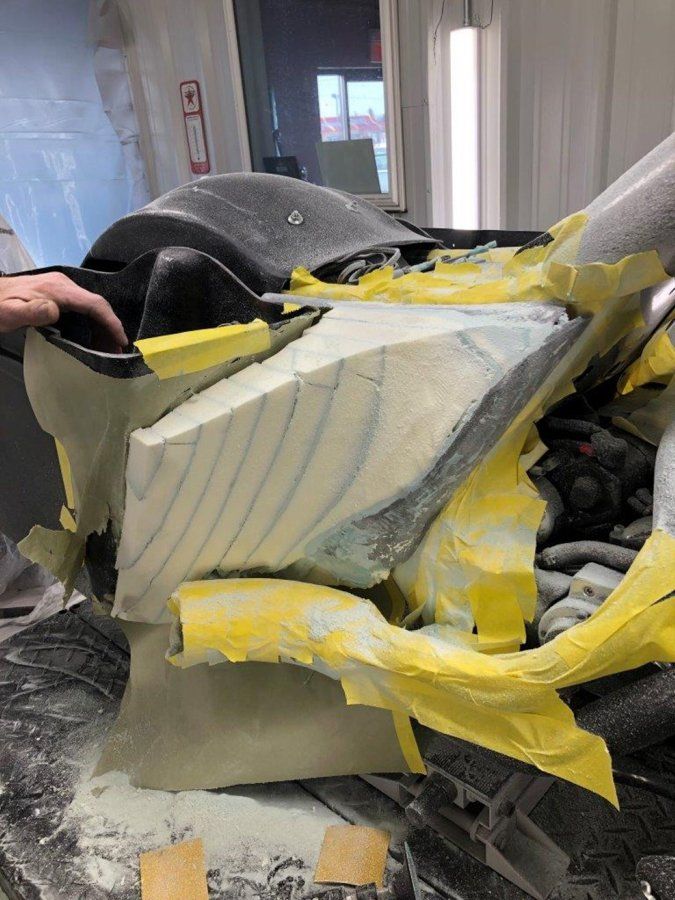 foam application to black chopper