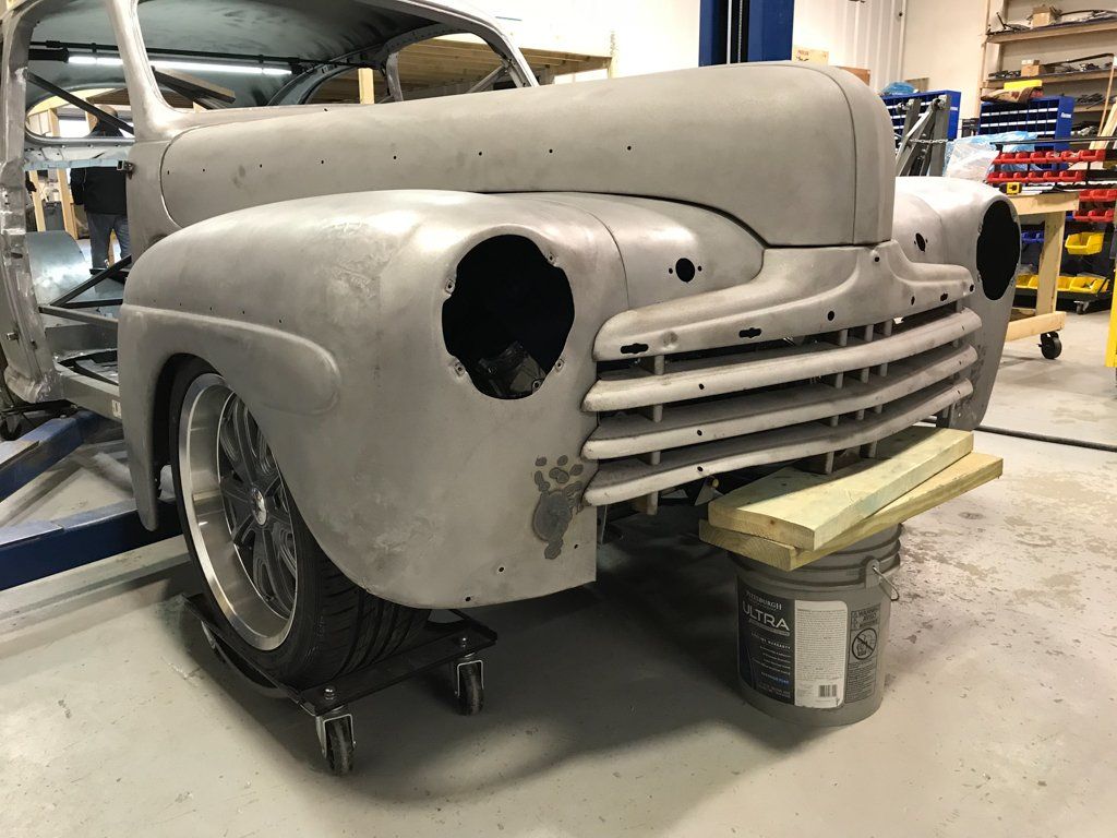 front view of car with headlights missing