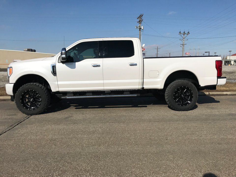 driver side view custom white 2017 ford f350 pickup truck dakota kustomz