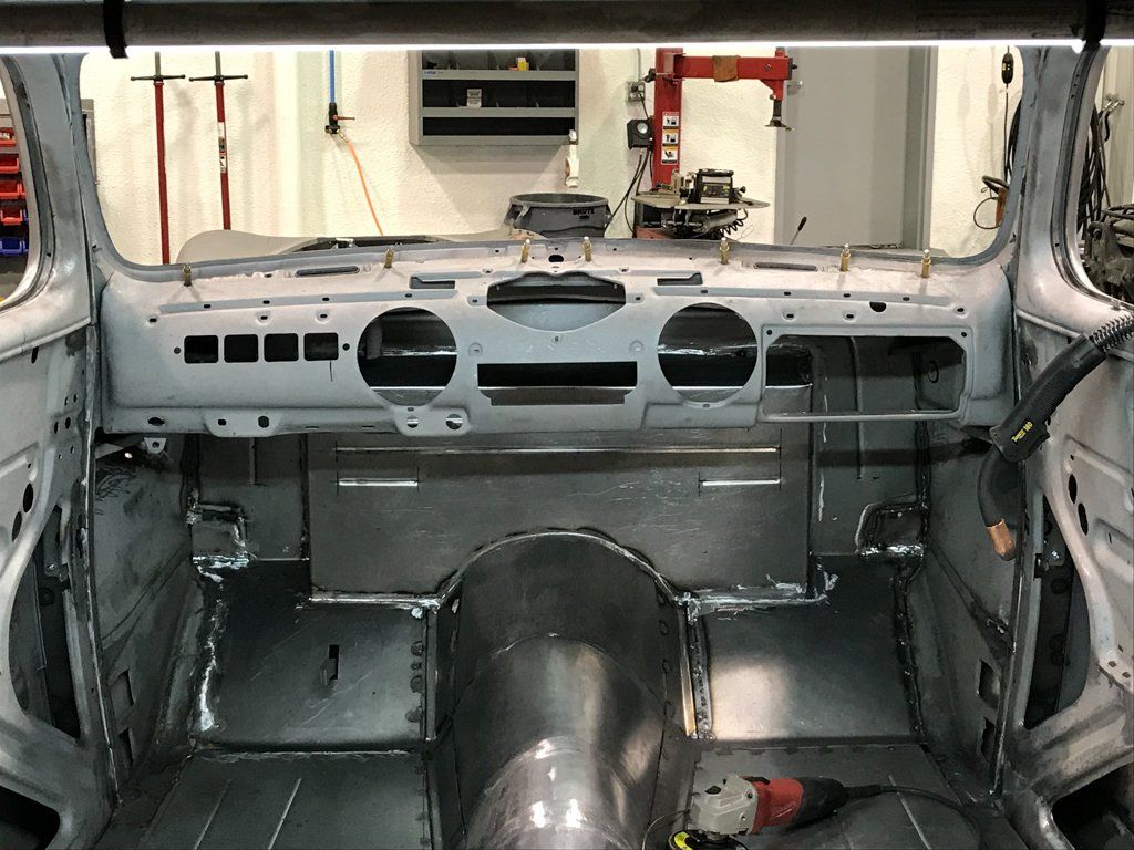 driver's view of car front with seats removed