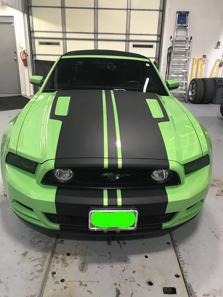 custom green and black mustang front view