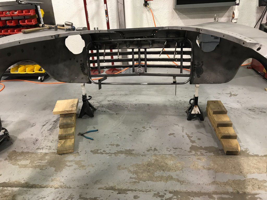 front grill suspended in garage