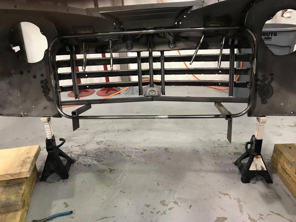 inside view of front grill removed from car