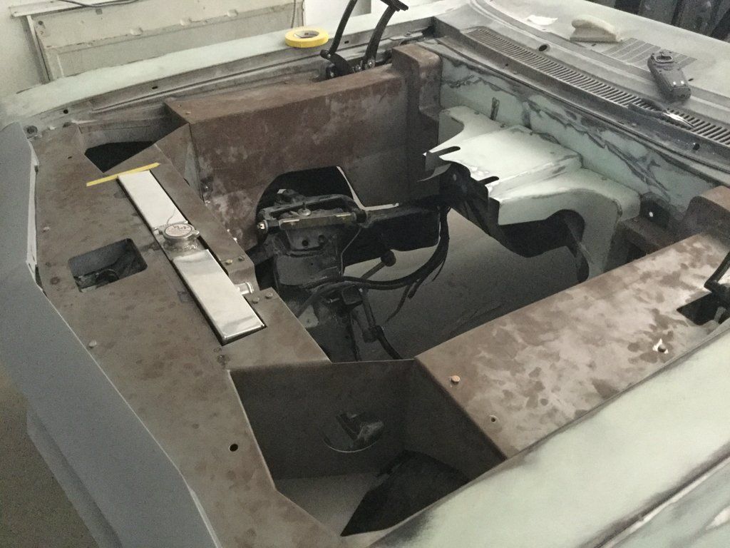 view of internal car with engine missing