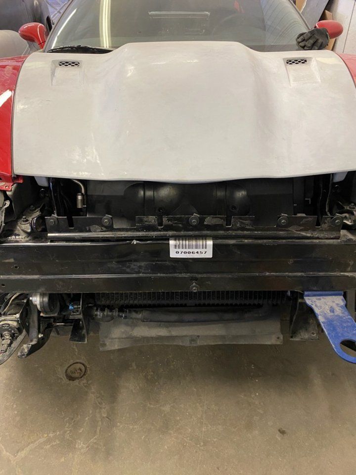 front view of corvette hood removed with no color