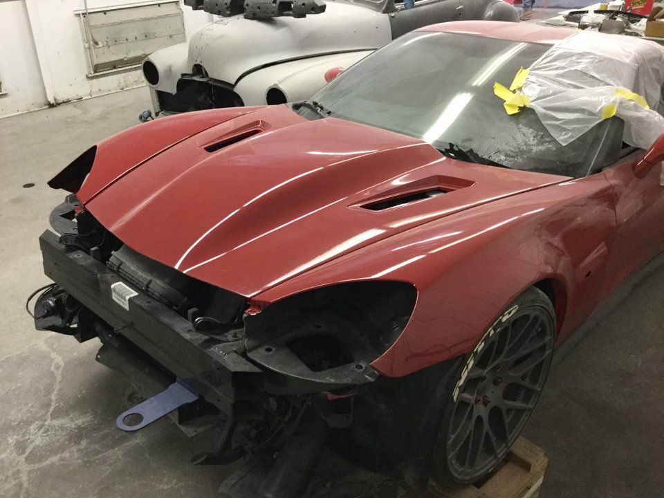 red corvette fender removed