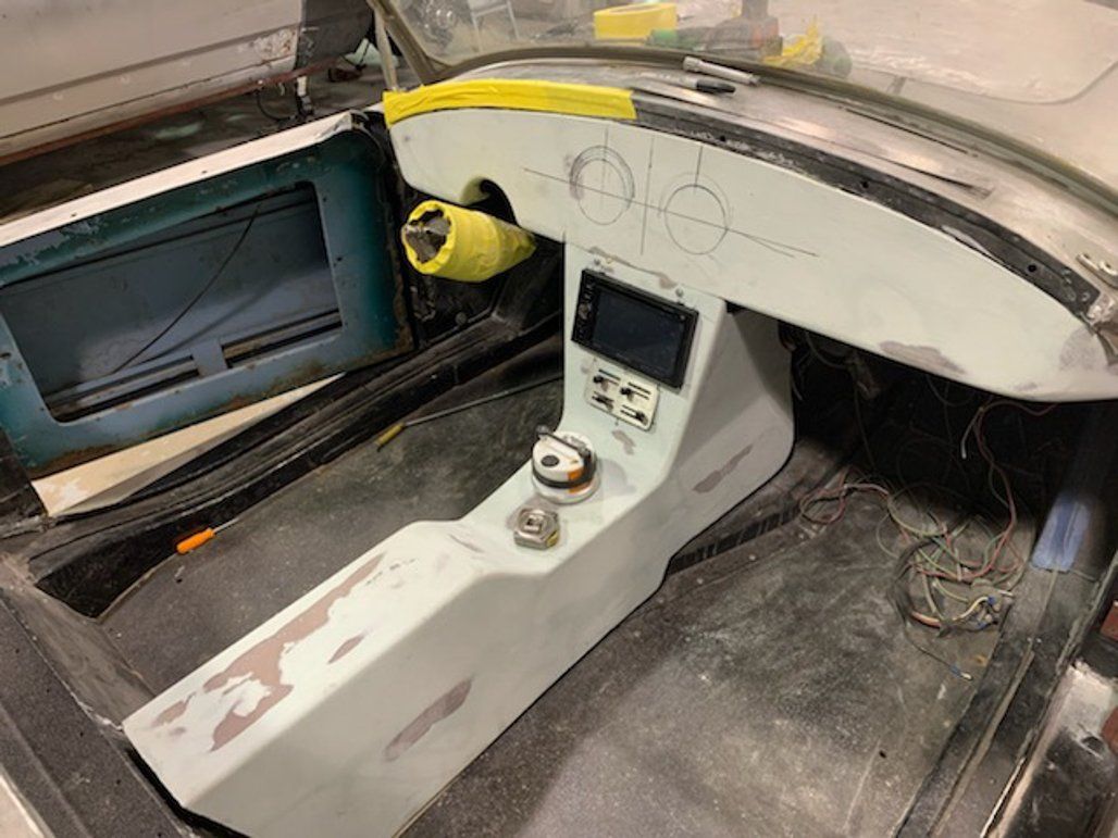 center console installed with steering wheel removed