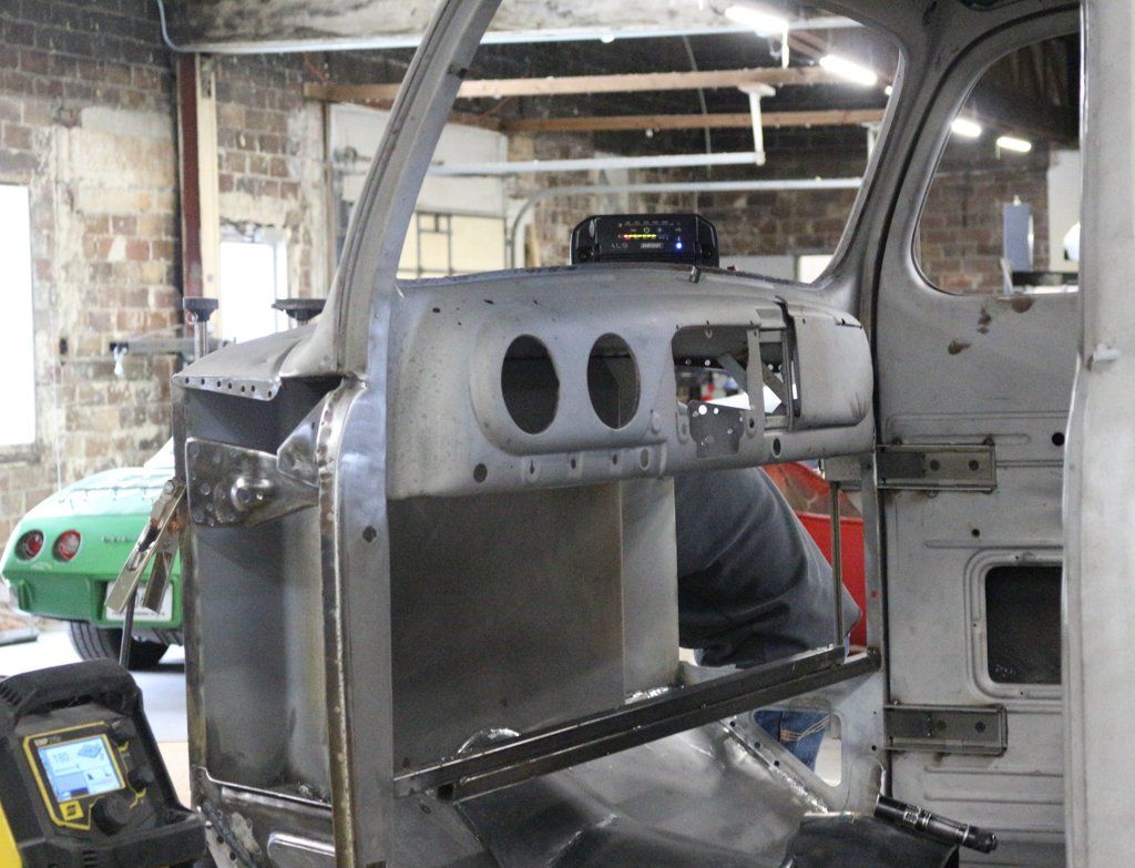 driver side view of interior of truck dashboard with all readings removed