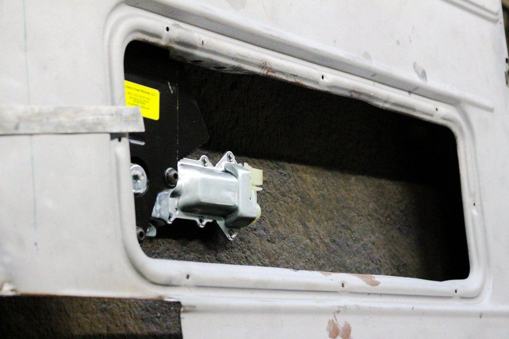 close up of lock mechanism on truck door