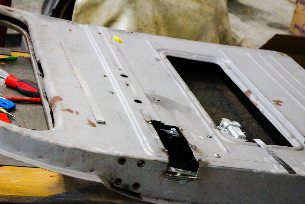 close up of truck door removed