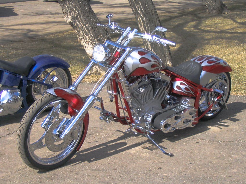 custom 2003 pro one pro street red flame chrome motorcycle chopper