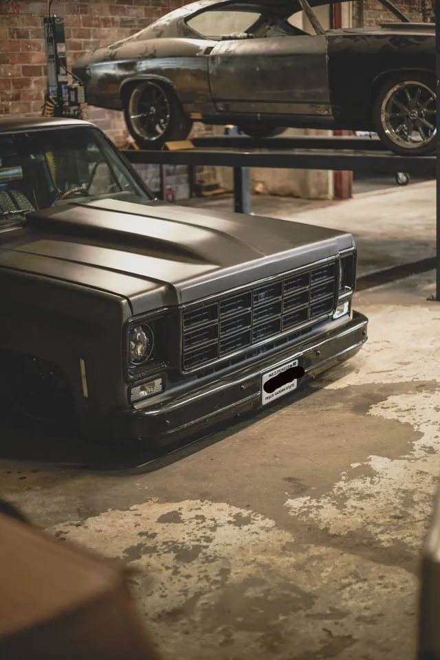 front view of truck in service bay