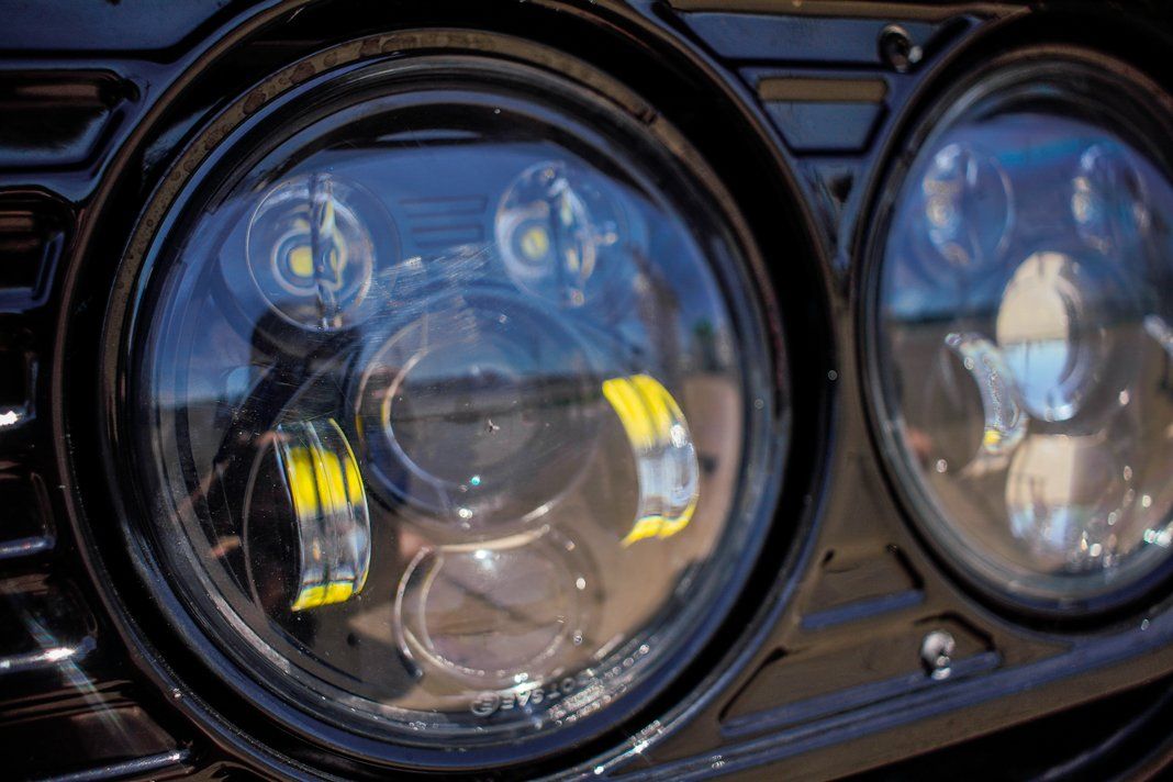 close up of headlights