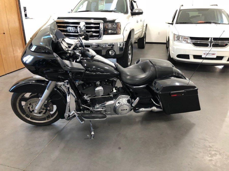 left side view of black custom chopper