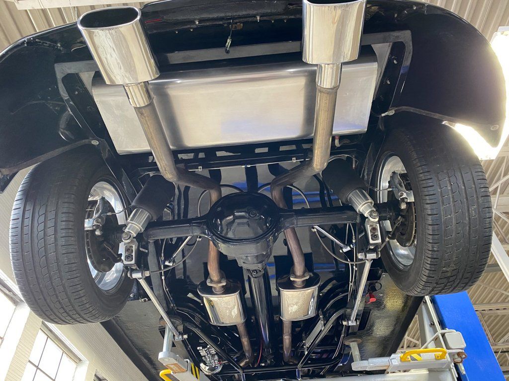 double exhaust pipes for custom black 1937 ford tudor hot rod