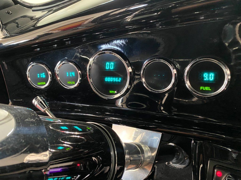 blue LEDs display dashboard and speedometer custom black 1937 ford tudor hot rod