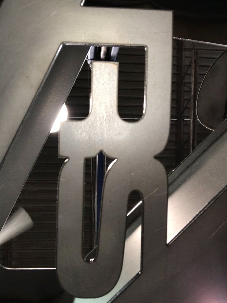 close up of RS logo in metal cutout