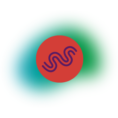 A red circle with a blue swirl inside of it