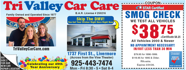 Coupon | Tri Valley Car Care