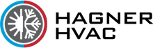 A logo for hagner hvac with a snowflake in a circle.