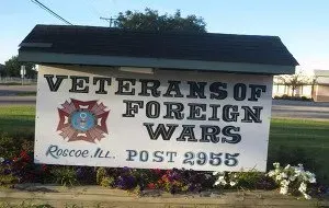 A sign that says veterans of foreign wars on it