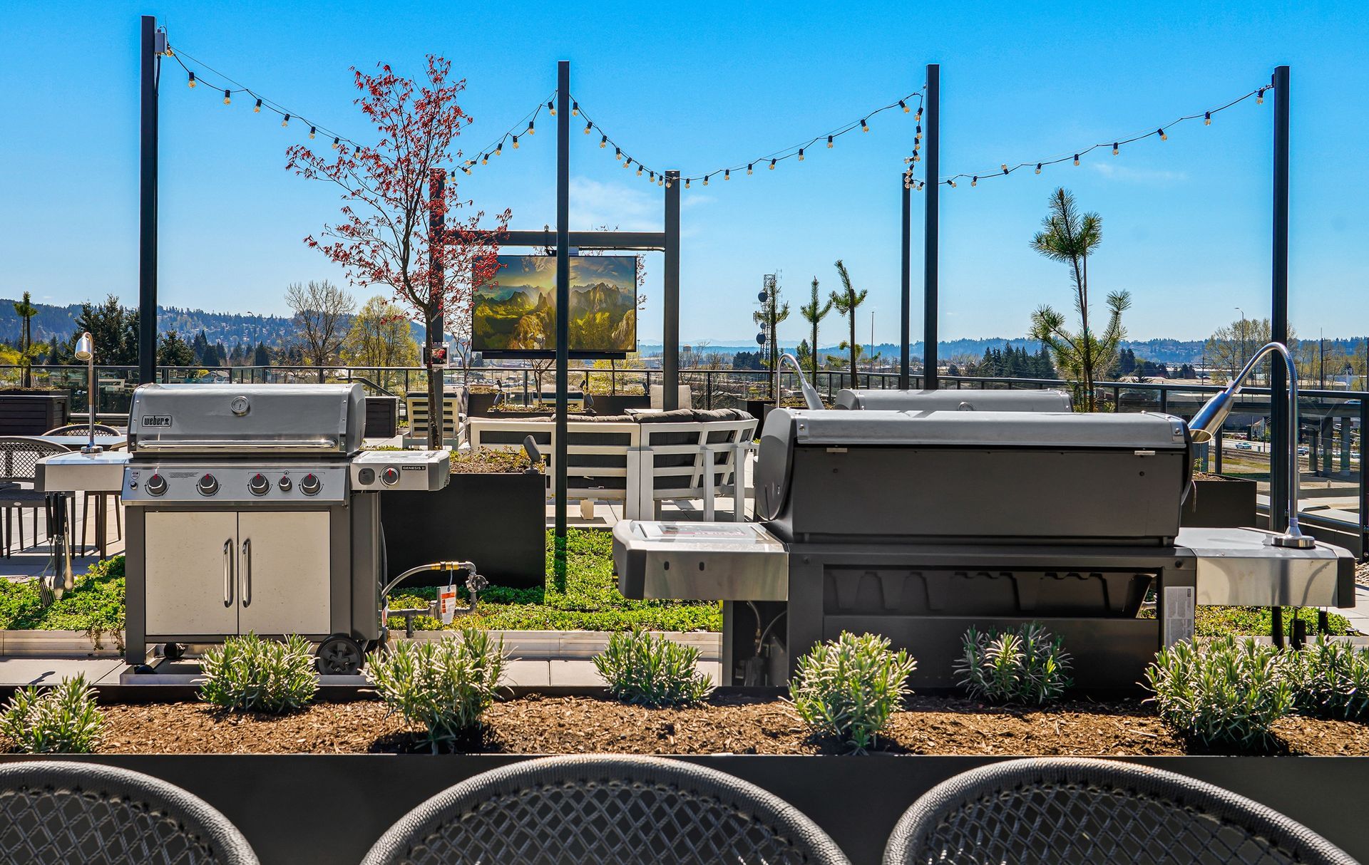 Rooftop deck grills and outdoor TV