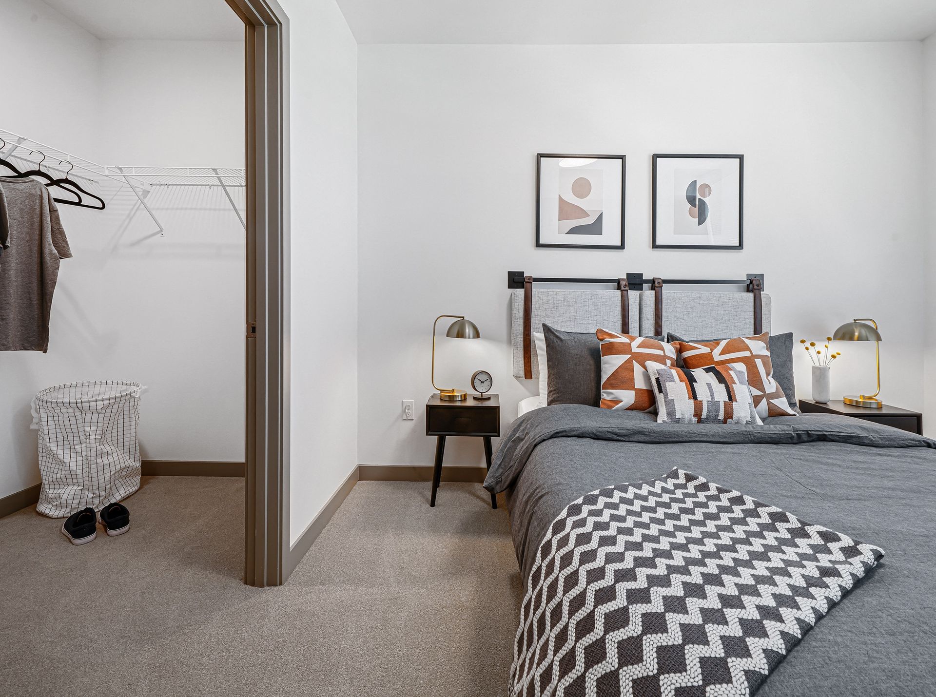 Apartment bedroom and walk-in closet