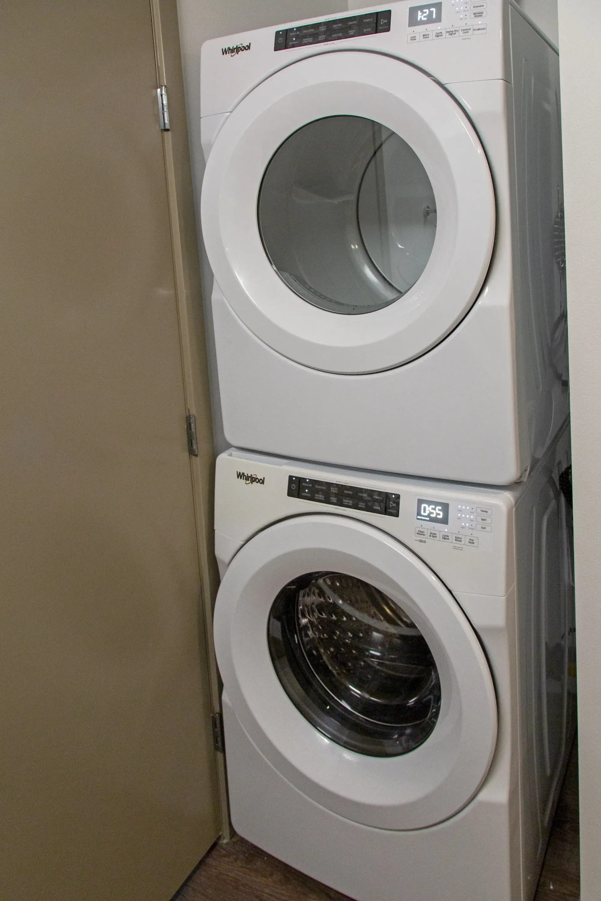 Stackable, full size washer and dryer