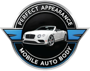 Logo for Perfect Appearance Mobile Auto Body, featuring a white convertible car inside a circular emblem.