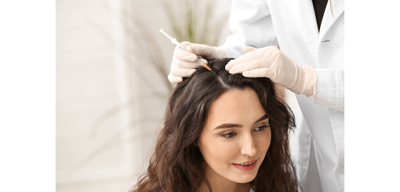 A picture of a woman having a hair evaluation through Hair Transplants Birmingham