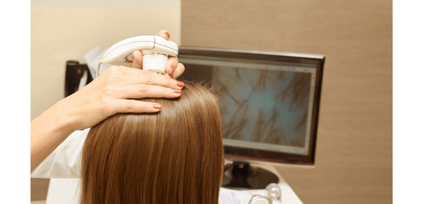 A woman undergoing a hair evaluation with an independent consultant through Hair Transplants Birmingham