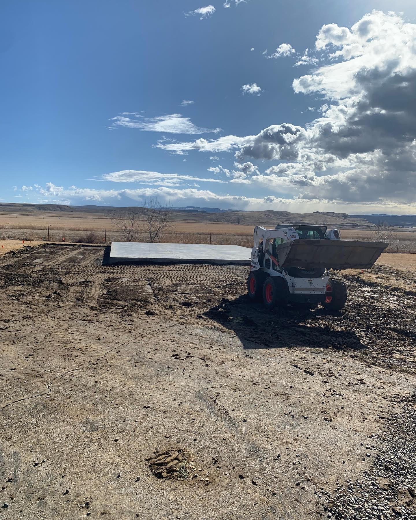 concrete slab and tractor
