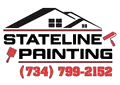 Logo for Stateline Painting with house silhouette, brush and roller, and phone number.