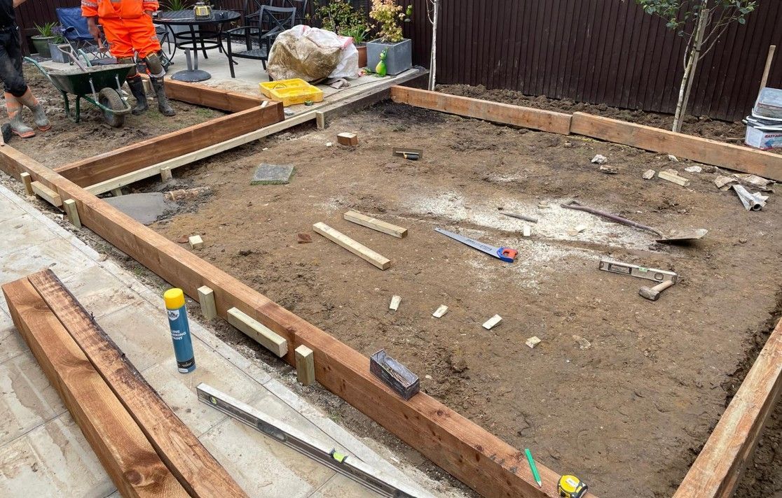 artificial lawn being installed in Ailsworth