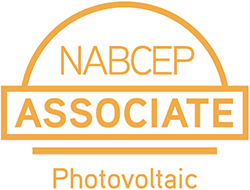 a logo for nabcep associate photovoltaic on a white background