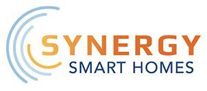 synergy smart homes logo is orange and blue