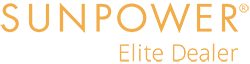 the sunpower elite dealer logo is on a white background .