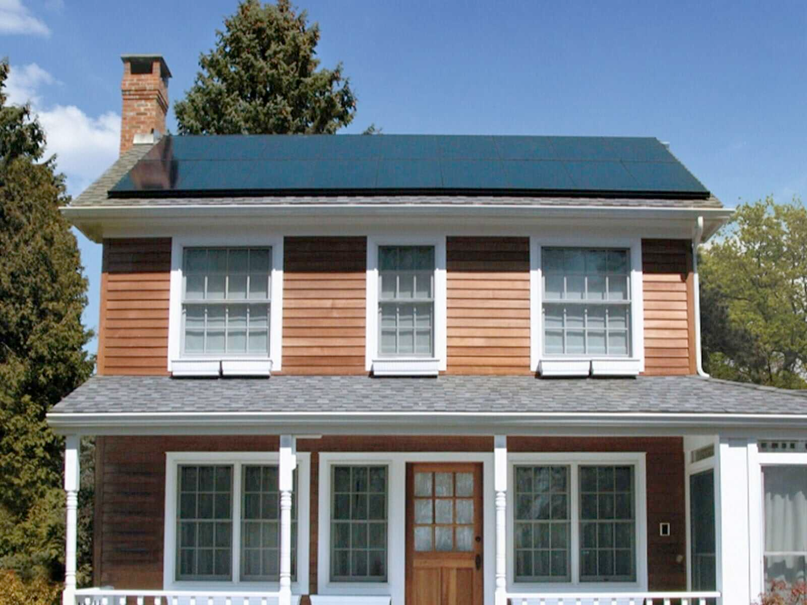A house with solar panels on the roof