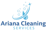 Ariana Cleaning Services logo: blue water droplet and bubbles with a star, company name below.