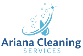 Ariana Cleaning Services logo: blue water droplet and bubbles with a star, company name below.