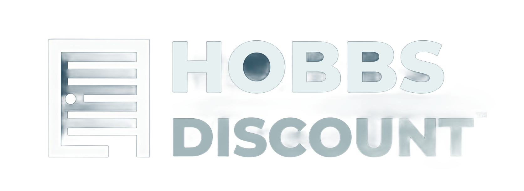 Hobbs Discount logo with a stylized window design and text.