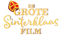 Logo voor “De Grote Sinterklaas Film” in goud en rood op een witte achtergrond.
