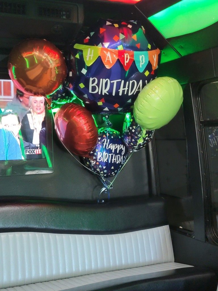 party set up inside of bus