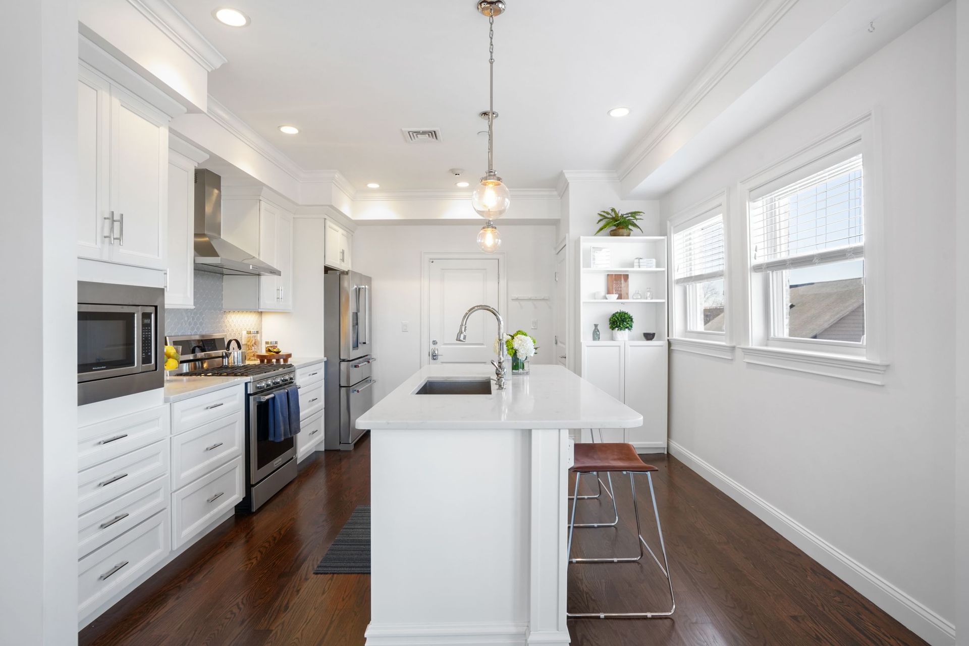 interior photo, wide shot, of kitchen